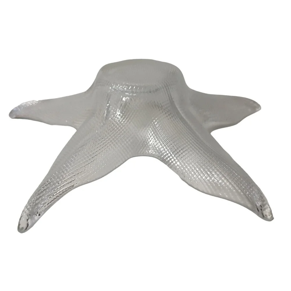 Textured‎ Clear Glass Starfish Bowl Nautical Cottage Core Beach Living 11 In SEE